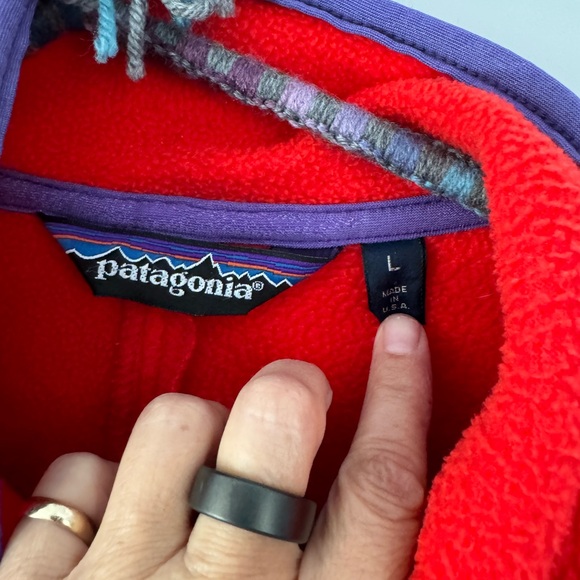 VINTAGE Patagonia jacket size large red with purple piping - Picture 5 of 6